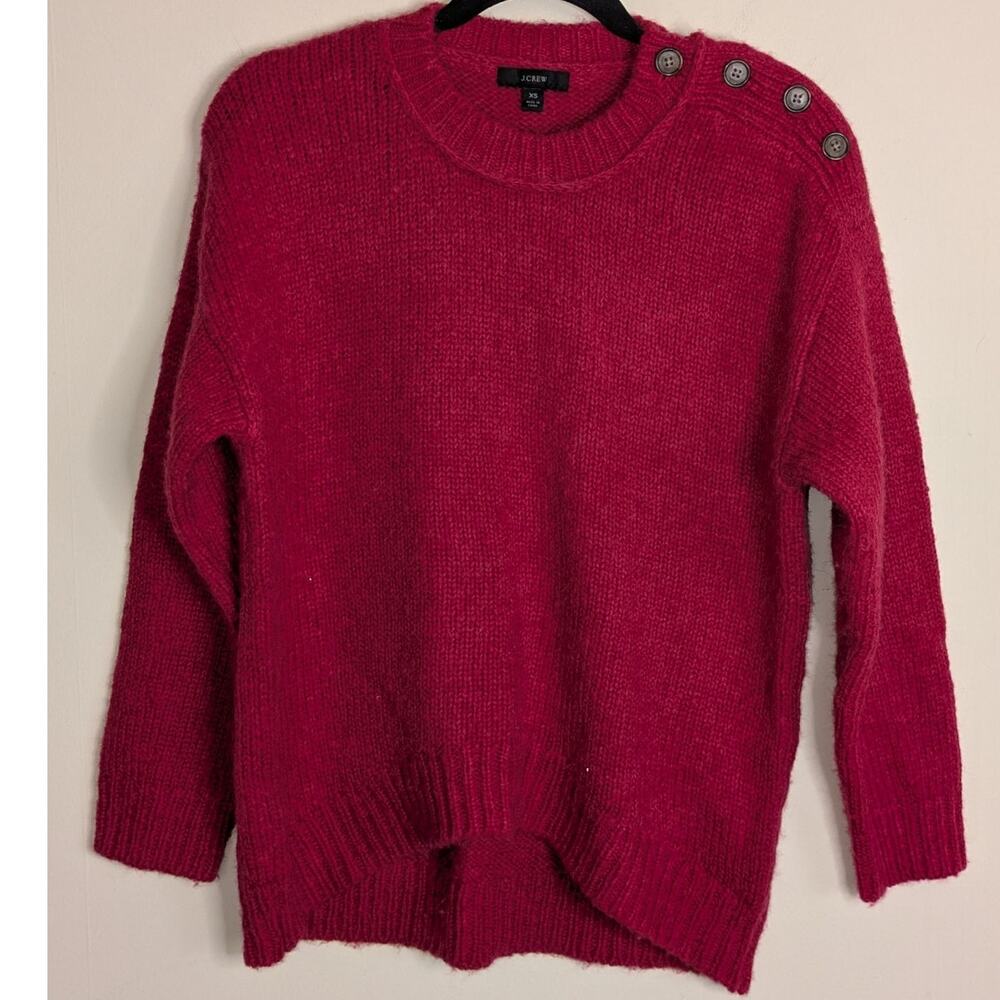 J. Crew Womens XS Button Shoulder Wool Alpaca Sweater Winter Preppy Cozy Classic